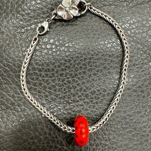 Trollbeads- Red/Purple Chess Bead